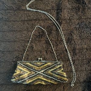 Vintage Adlo Black, Gold, Tan Beaded Bag